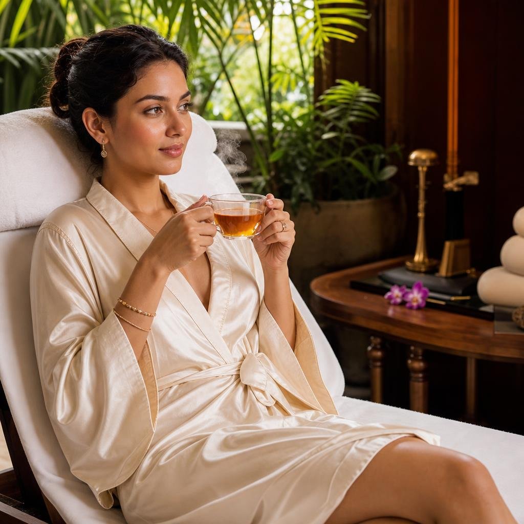 Ziaaraa Club member relaxing in the spa lounge