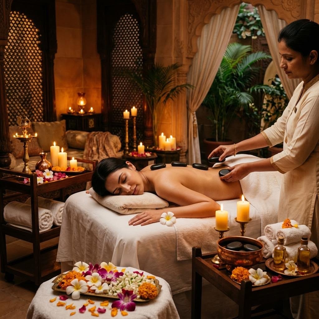 Luxury hot stone massage therapy at Ziaaraa Spa